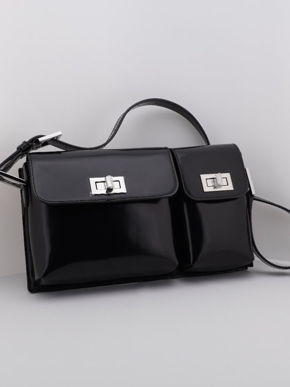 By Far Billy Patent Shoulder Bag SSBL-YSBLW-MED 00002 Black